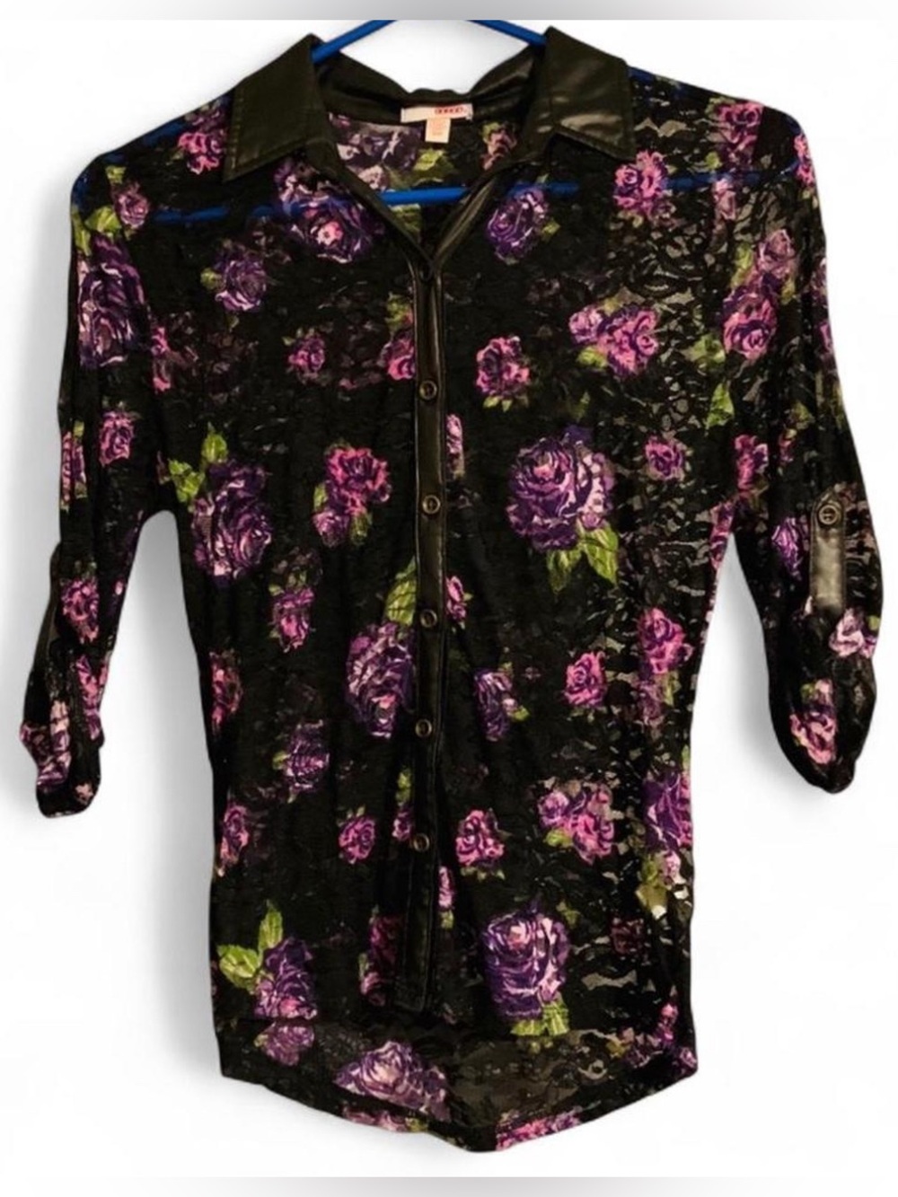 Vintage Bongo Y2K Floral Lace Button Up Blouses